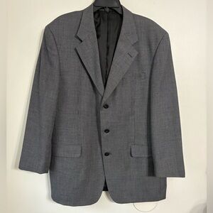 Albert Nipon Lord & Taylor Gray & black micro check Men's 100% Wool Coat 44L